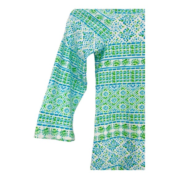 Talbots Blue Geometric Sea Shells Beach Top Womens Size PP Stretch‎ Boat Neck - Picture 5 of 9